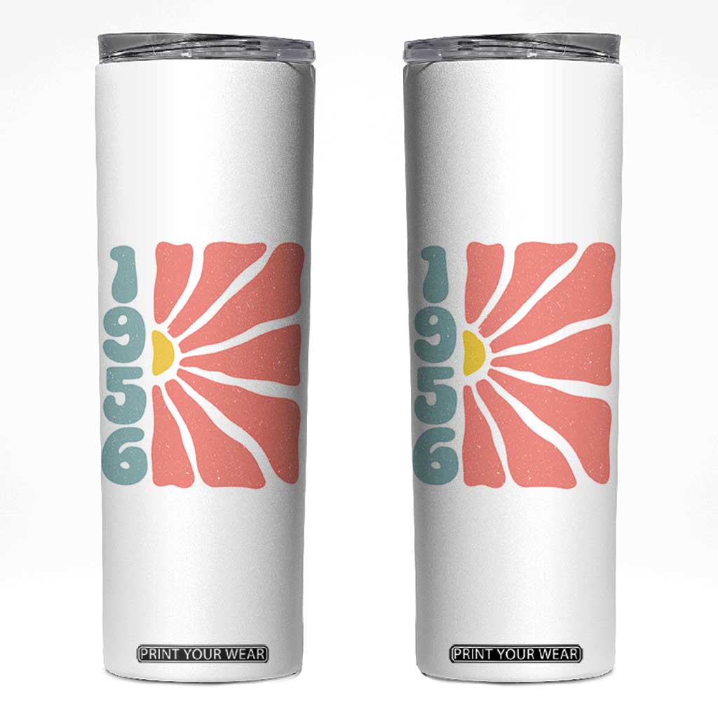 70th Birthday Skinny Tumbler Vintage 1956 Boho Flowers 70 Years Old Birthday