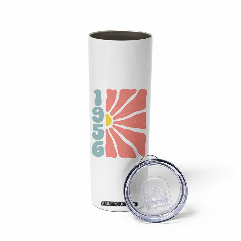 70th Birthday Skinny Tumbler Vintage 1956 Boho Flowers 70 Years Old Birthday