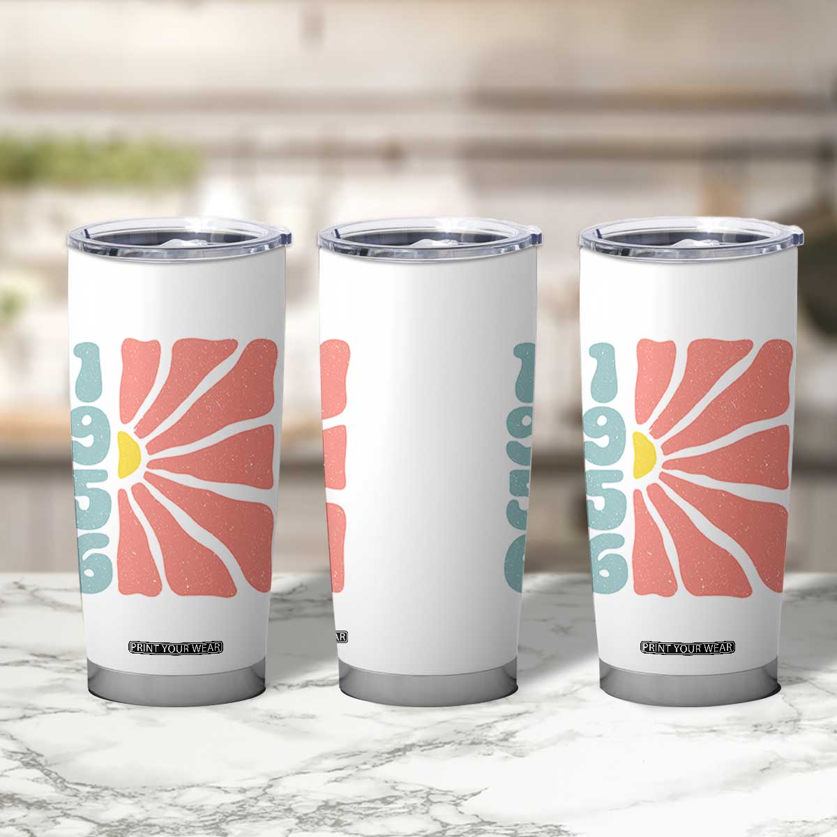 70th Birthday Tumbler Cup Vintage 1956 Boho Flowers 70 Years Old Birthday