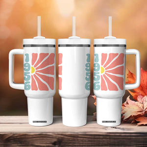 70th Birthday Tumbler With Handle Vintage 1956 Boho Flowers 70 Years Old Birthday