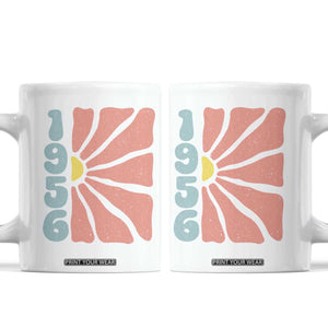 70th Birthday Coffee Mug Vintage 1956 Boho Flowers 70 Years Old Birthday