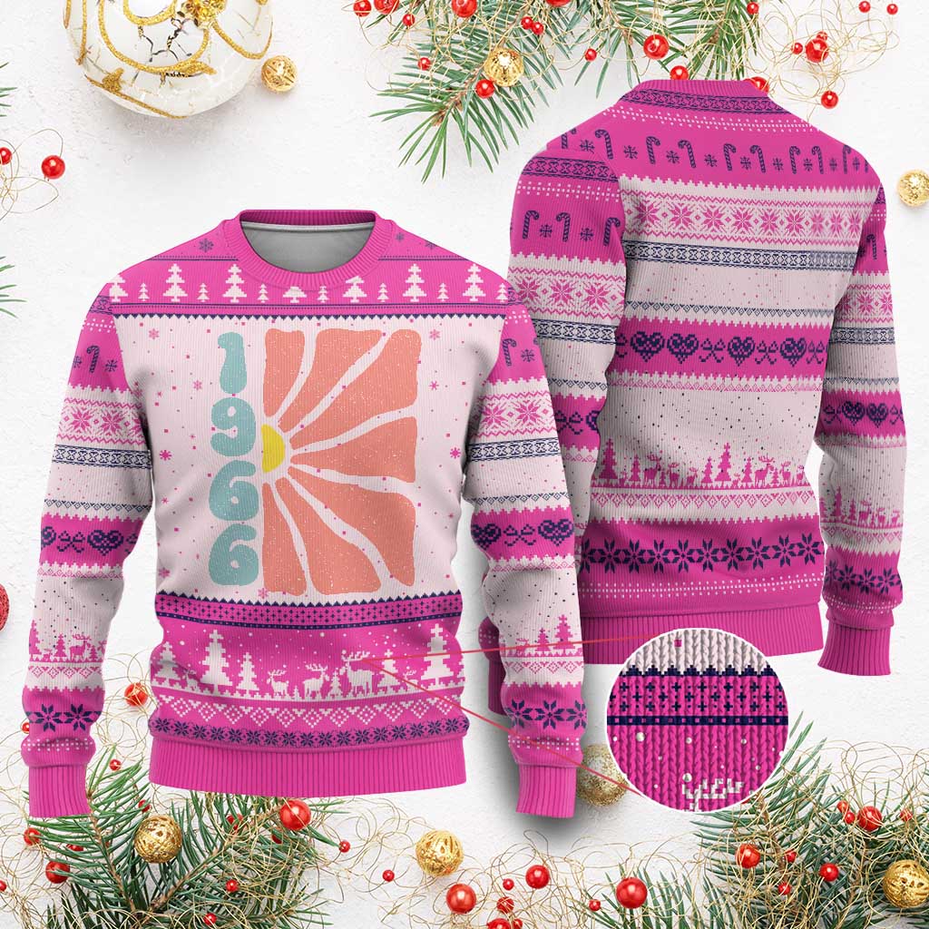 60th Birthday Ugly Christmas Sweater Vintage 1966 Boho Flowers 60 Years Old Birthday