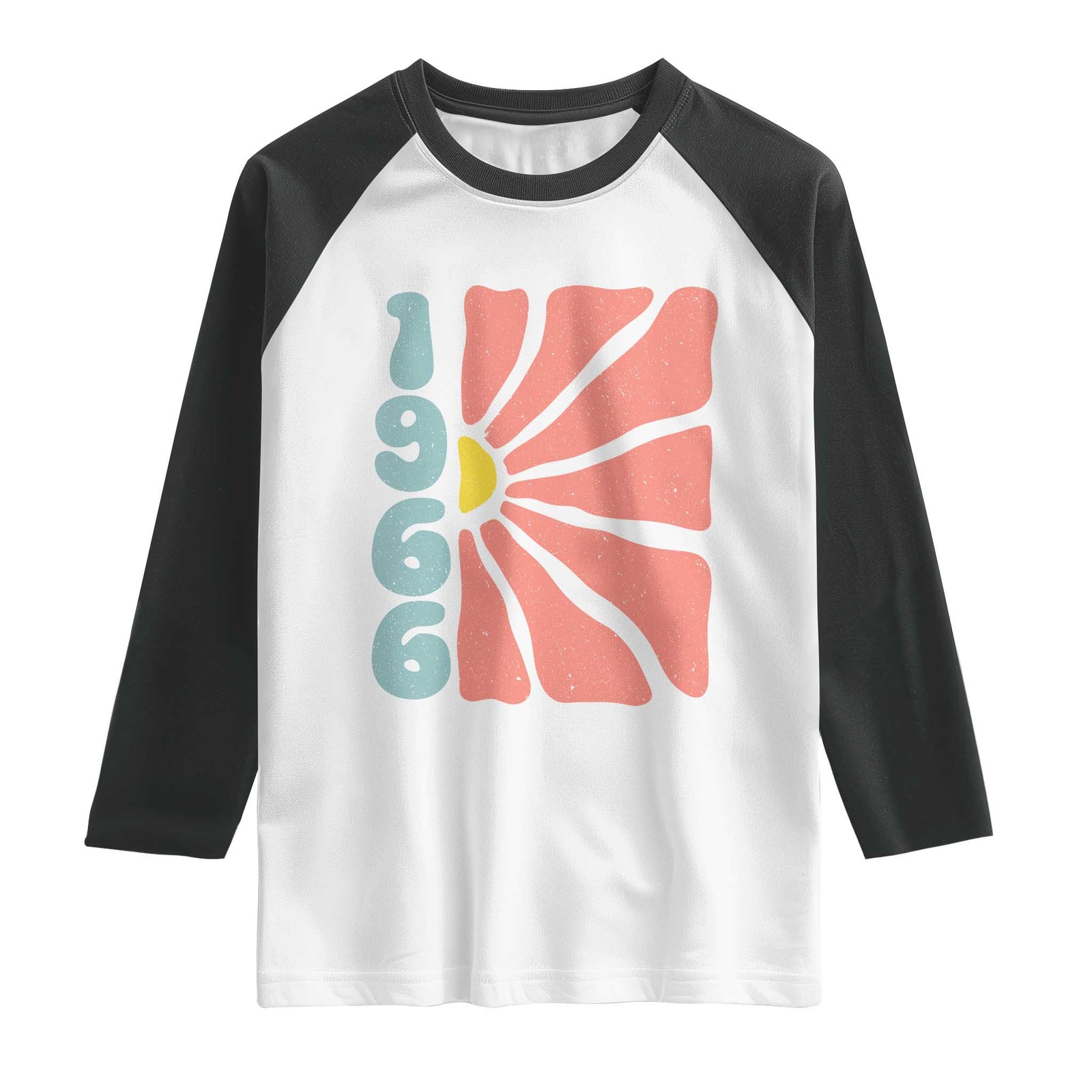 60th Birthday Raglan Shirt Vintage 1966 Boho Flowers 60 Years Old Birthday TS11 White Black Print Your Wear