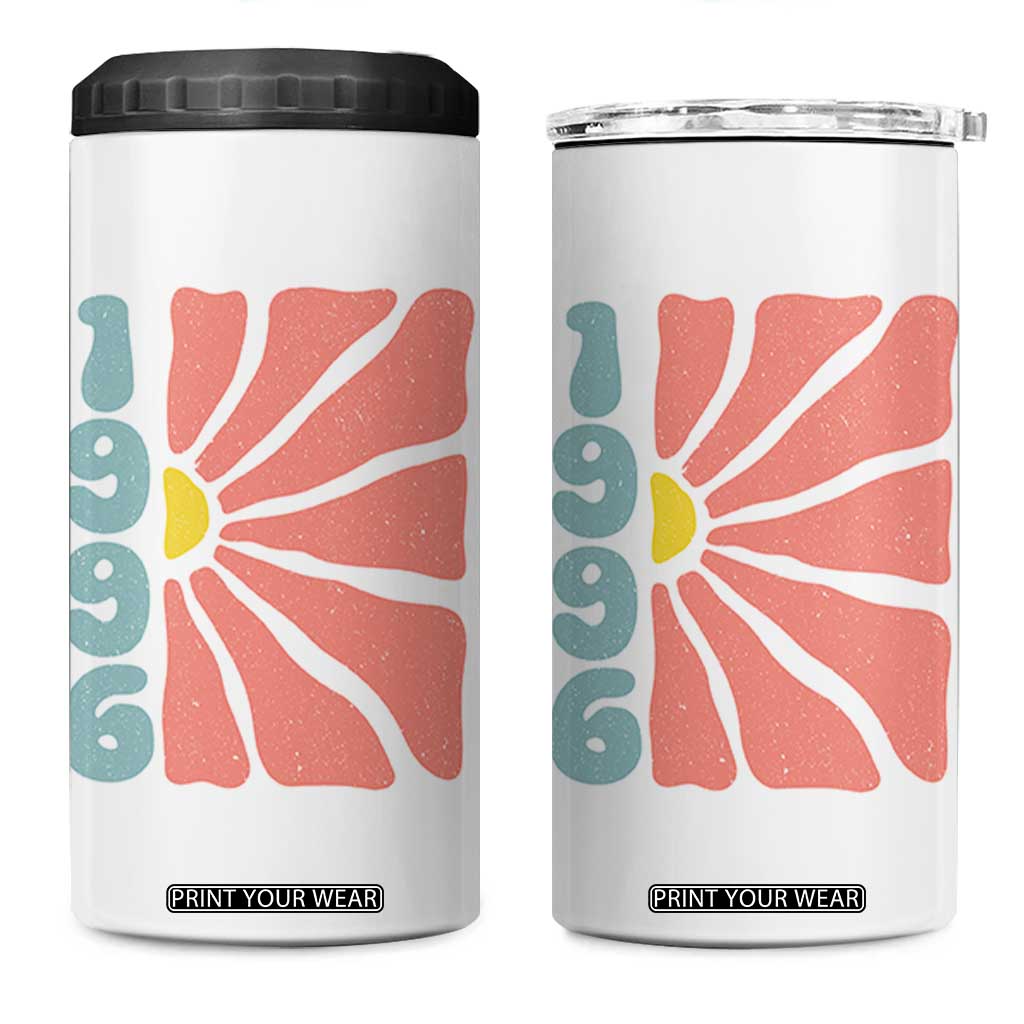 30th Birthday 4 in 1 Can Cooler Tumbler Vintage 1996 Boho Flowers 30 Years Old Birthday