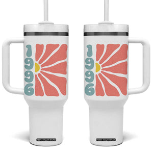 30th Birthday Tumbler With Handle Vintage 1996 Boho Flowers 30 Years Old Birthday
