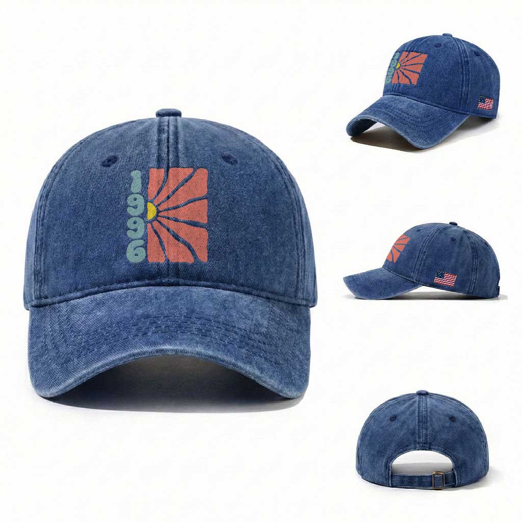 30th Birthday Washed Cotton Baseball Cap Vintage 1996 Boho Flowers 30 Years Old Birthday
