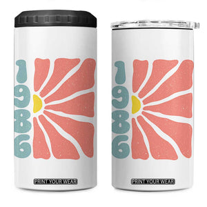 40th Birthday 4 in 1 Can Cooler Tumbler Vintage 1986 Boho Flowers 40 Years Old Birthday TS11 One Size: 16 oz White Print Your Wear