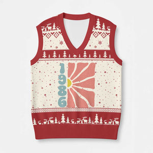 40th Birthday V-Neck Knit Sweater Vest Vintage 1986 Boho Flowers 40 Years Old Birthday TS11 Beige Red Print Your Wear