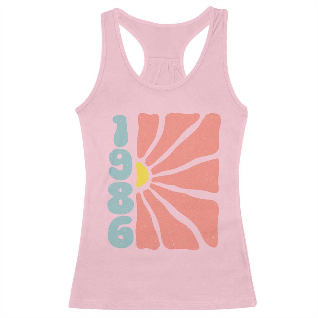 40th Birthday Racerback Tank Top Vintage 1986 Boho Flowers 40 Years Old Birthday