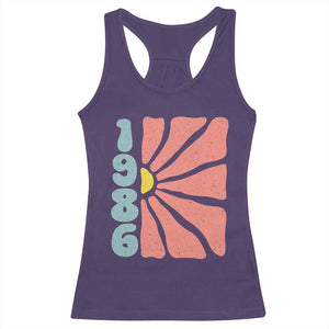 40th Birthday Racerback Tank Top Vintage 1986 Boho Flowers 40 Years Old Birthday