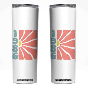 40th Birthday Skinny Tumbler Vintage 1986 Boho Flowers 40 Years Old Birthday TS11 White Print Your Wear