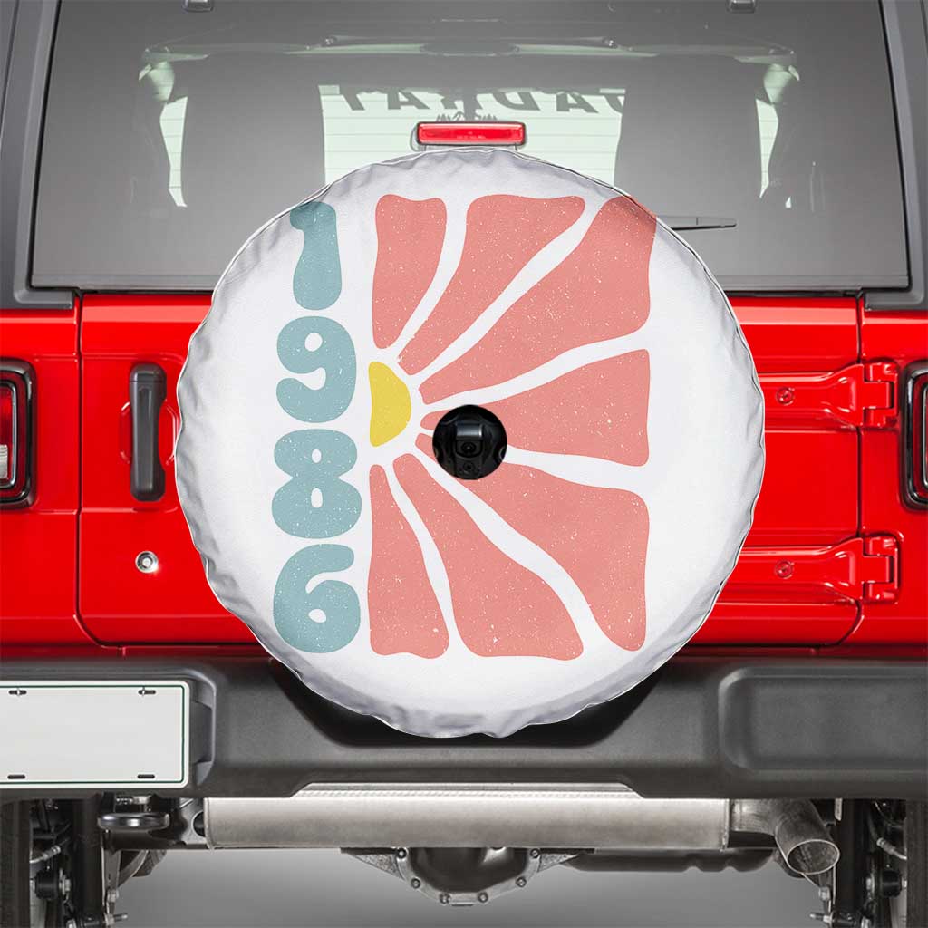 40th Birthday Spare Tire Cover Vintage 1986 Boho Flowers 40 Years Old Birthday