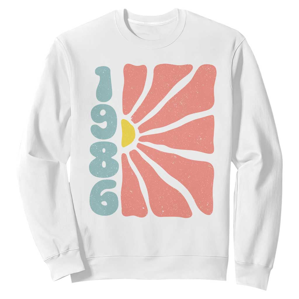 40th Birthday Sweatshirt Vintage 1986 Boho Flowers 40 Years Old Birthday