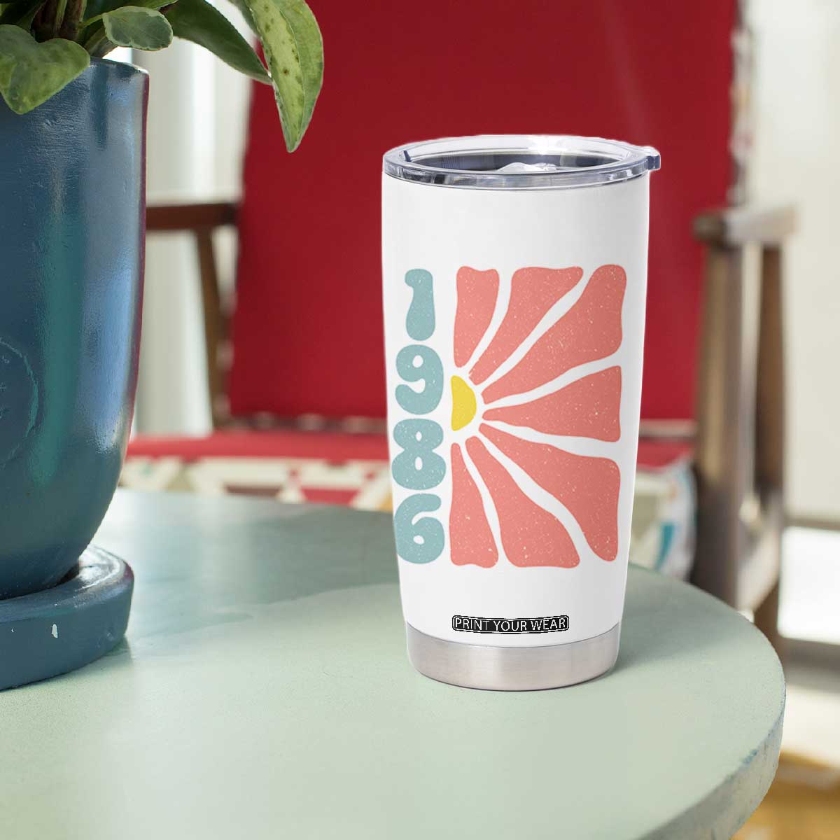 40th Birthday Tumbler Cup Vintage 1986 Boho Flowers 40 Years Old Birthday