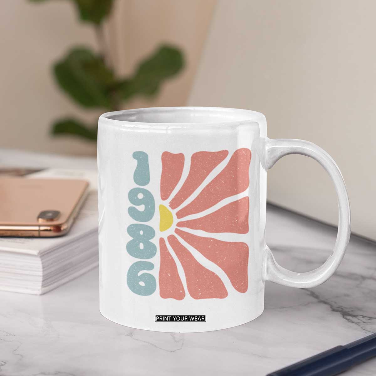40th Birthday Coffee Mug Vintage 1986 Boho Flowers 40 Years Old Birthday