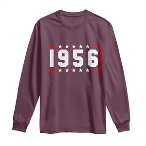 70th Birthday Long Sleeve Shirt Vintage 1956 70 Years Old Birthday Stars And Stripes TS11 Maroon Print Your Wear