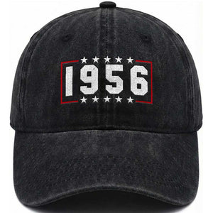 70th Birthday Washed Cotton Baseball Cap Vintage 1956 70 Years Old Birthday Stars And Stripes TS11 Print Your Wear
