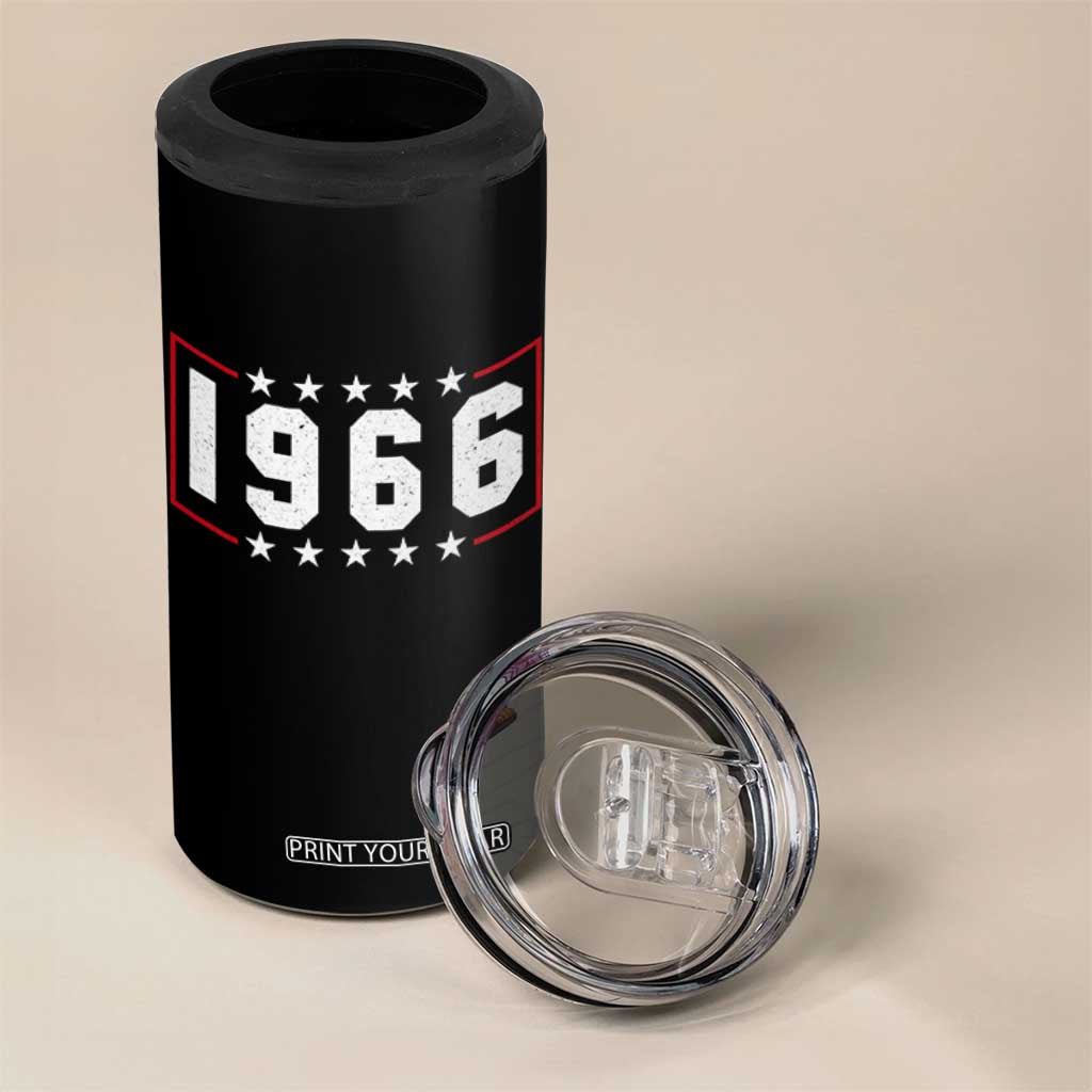 60th Birthday 4 in 1 Can Cooler Tumbler Vintage 1966 60 Years Old Birthday Stars And Stripes TS11 Print Your Wear