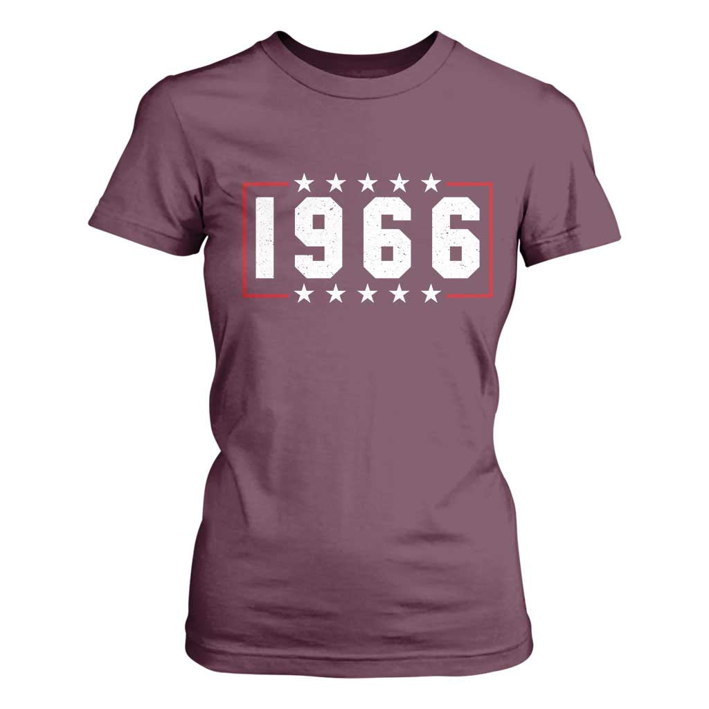 60th Birthday T Shirt For Women Vintage 1966 60 Years Old Birthday Stars And Stripes TS11 Maroon Print Your Wear