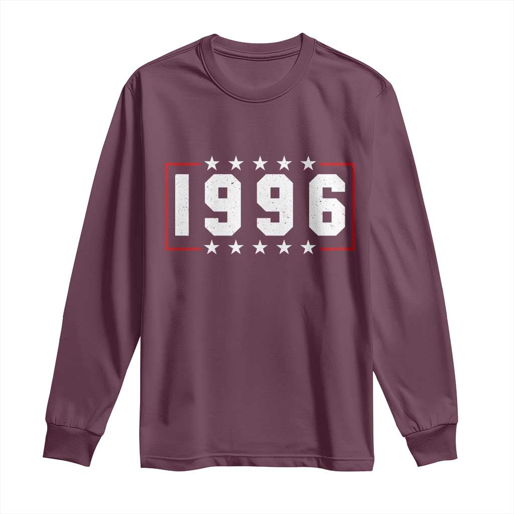 30th Birthday Long Sleeve Shirt Vintage 1996 30 Years Old Birthday Stars And Stripes TS11 Maroon Print Your Wear