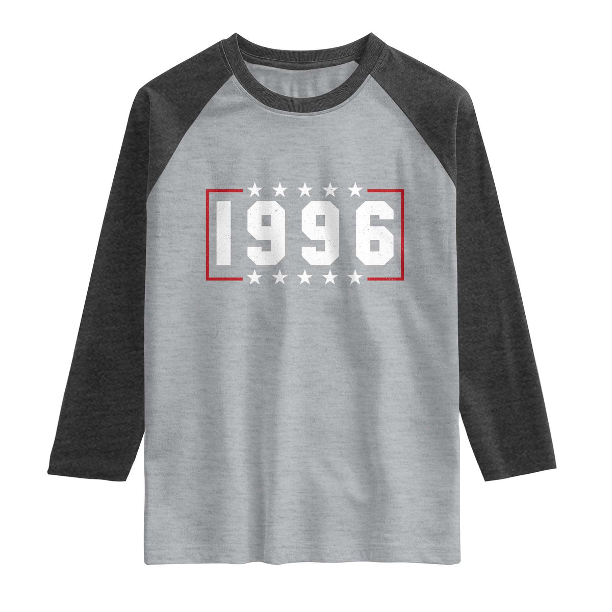 30th Birthday Raglan Shirt Vintage 1996 30 Years Old Birthday Stars And Stripes TS11 Heather Gray Heather Charcoal Print Your Wear