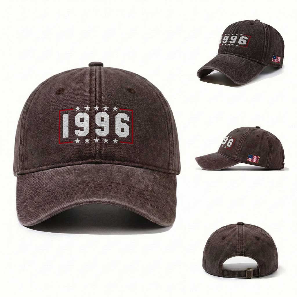 30th Birthday Washed Cotton Baseball Cap Vintage 1996 30 Years Old Birthday Stars And Stripes