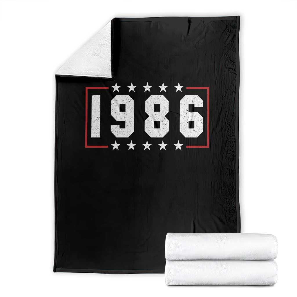 40th Birthday Throw Blanket Vintage 1986 40 Years Old Birthday Stars And Stripes TS11 Black Print Your Wear