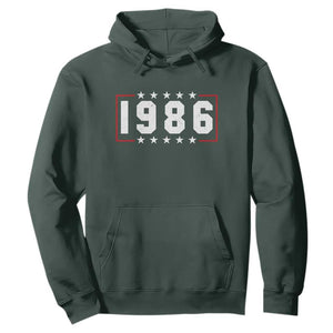 40th Birthday Hoodie Vintage 1986 40 Years Old Birthday Stars And Stripes TS11 Dark Forest Green Print Your Wear