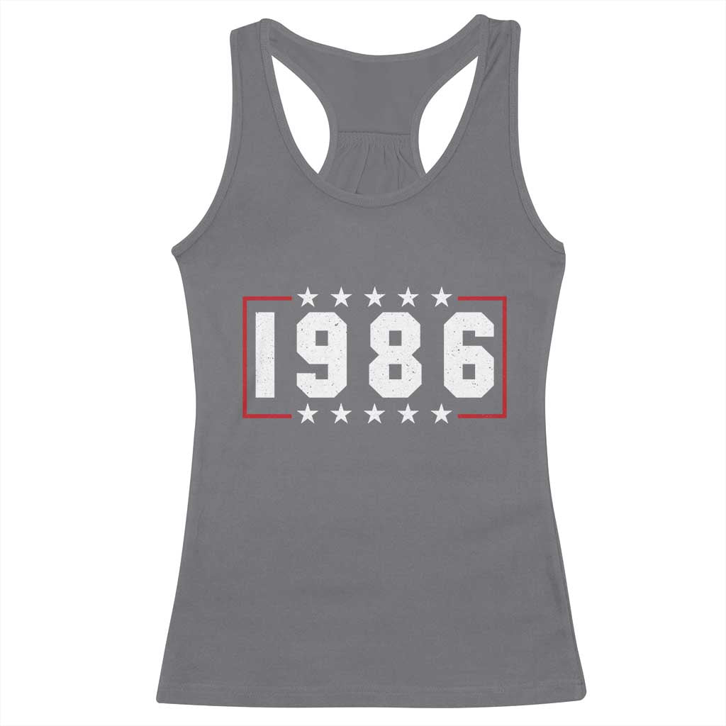 40th Birthday Racerback Tank Top Vintage 1986 40 Years Old Birthday Stars And Stripes