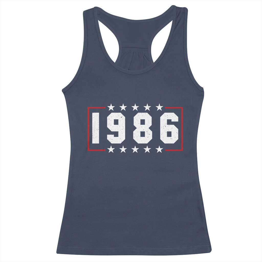40th Birthday Racerback Tank Top Vintage 1986 40 Years Old Birthday Stars And Stripes