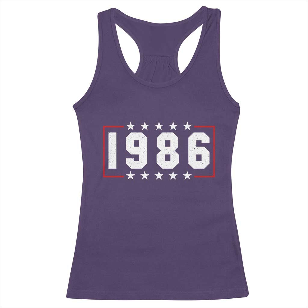 40th Birthday Racerback Tank Top Vintage 1986 40 Years Old Birthday Stars And Stripes
