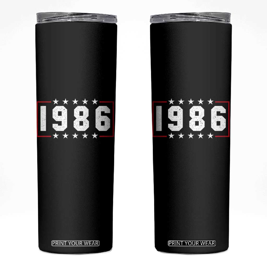40th Birthday Skinny Tumbler Vintage 1986 40 Years Old Birthday Stars And Stripes