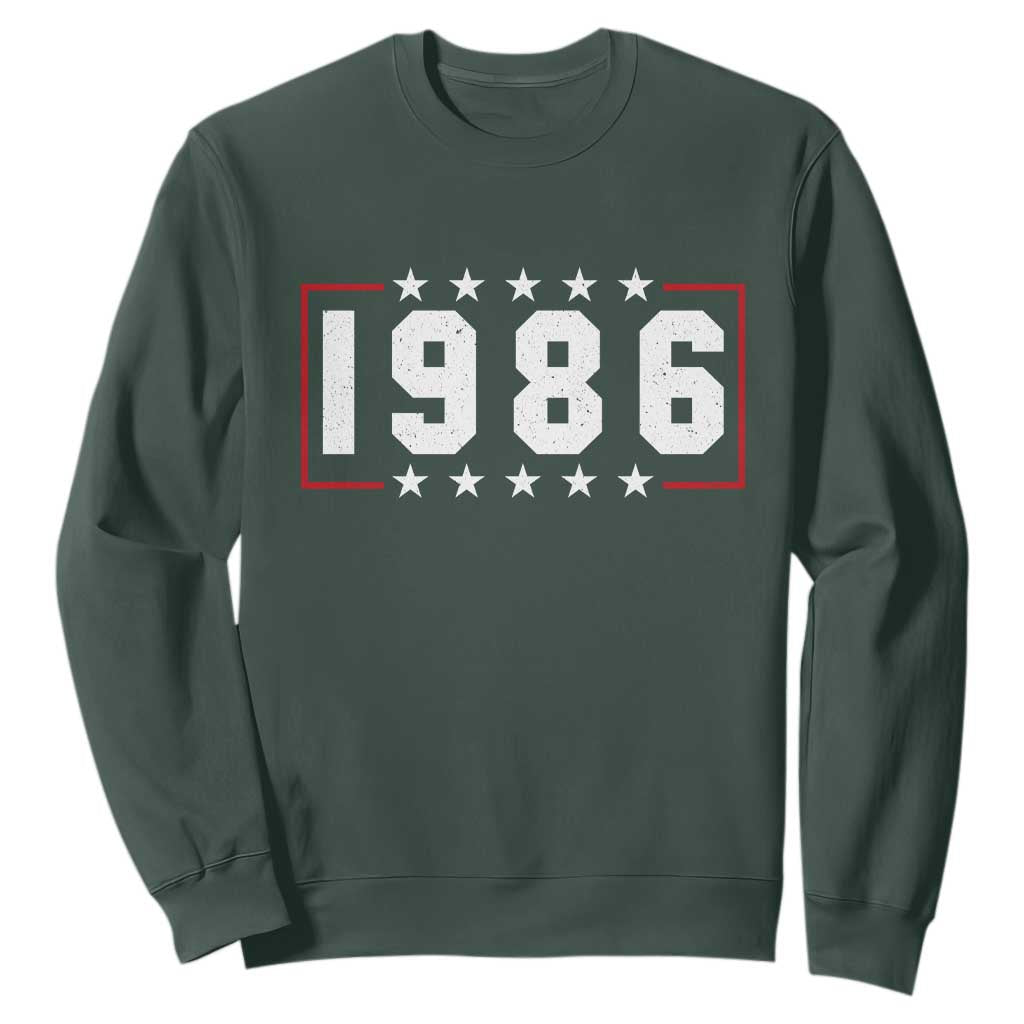 40th Birthday Sweatshirt Vintage 1986 40 Years Old Birthday Stars And Stripes TS11 Dark Forest Green Print Your Wear