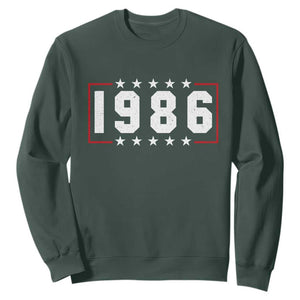 40th Birthday Sweatshirt Vintage 1986 40 Years Old Birthday Stars And Stripes TS11 Dark Forest Green Print Your Wear