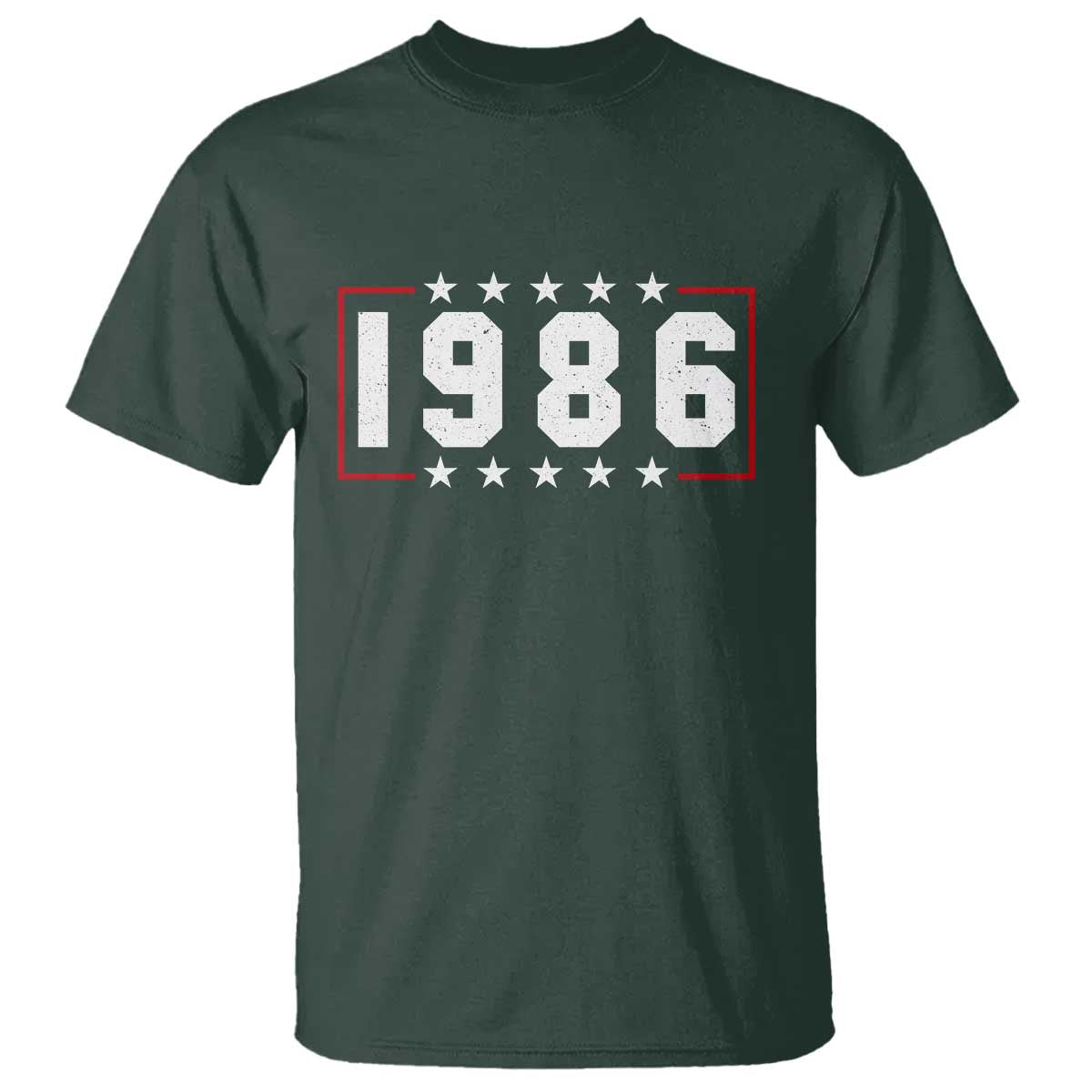 40th Birthday T Shirt Vintage 1986 40 Years Old Birthday Stars And Stripes TS11 Dark Forest Green Print Your Wear