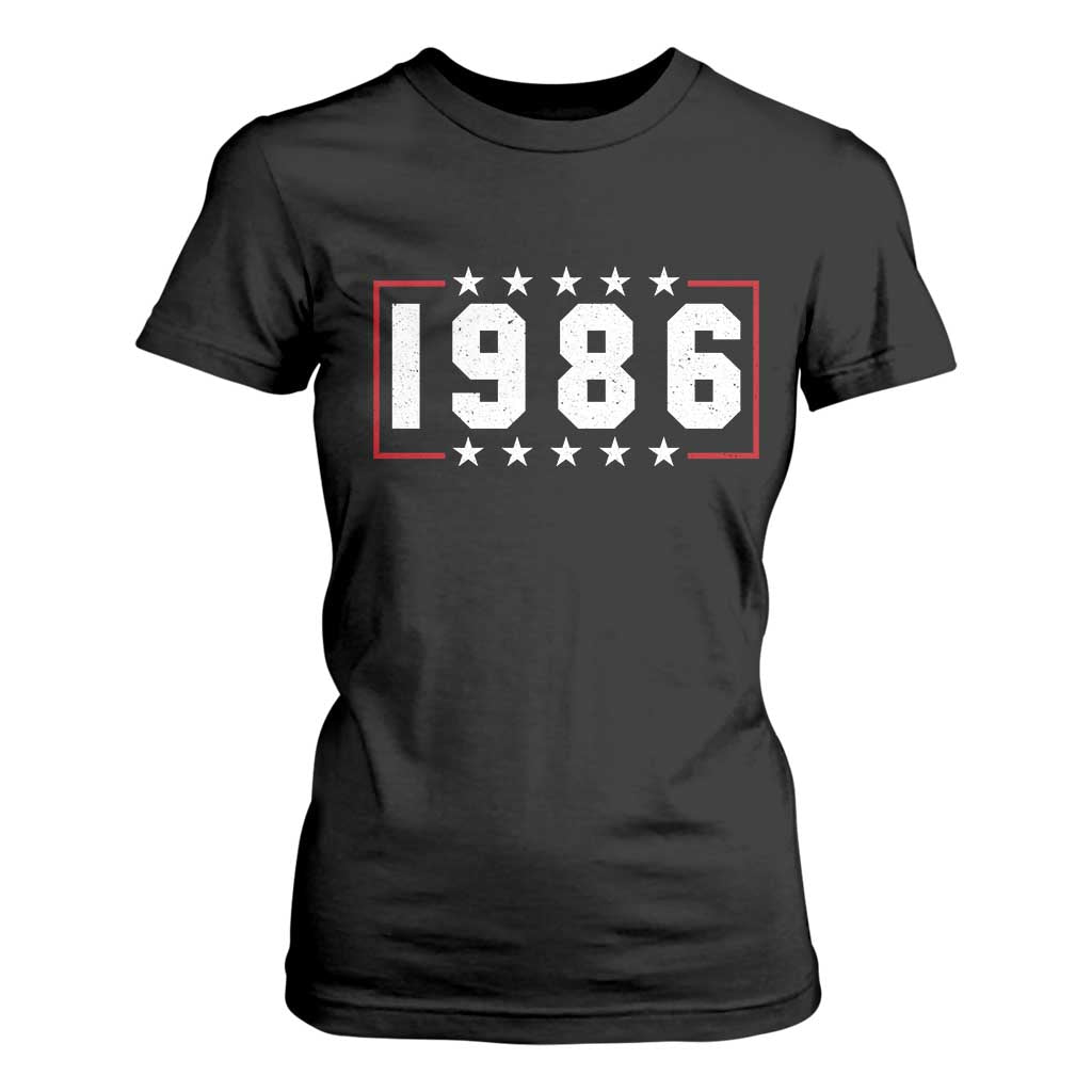 40th Birthday T Shirt For Women Vintage 1986 40 Years Old Birthday Stars And Stripes TS11 Black Print Your Wear