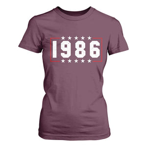 40th Birthday T Shirt For Women Vintage 1986 40 Years Old Birthday Stars And Stripes TS11 Maroon Print Your Wear