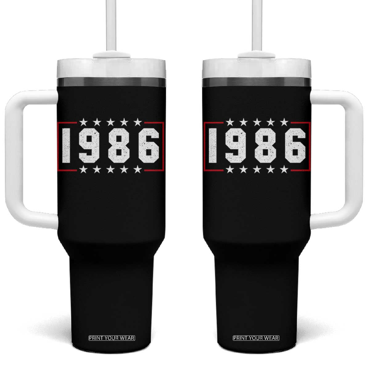 40th Birthday Tumbler With Handle Vintage 1986 40 Years Old Birthday Stars And Stripes