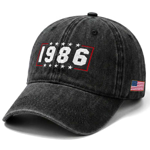 40th Birthday Washed Cotton Baseball Cap Vintage 1986 40 Years Old Birthday Stars And Stripes