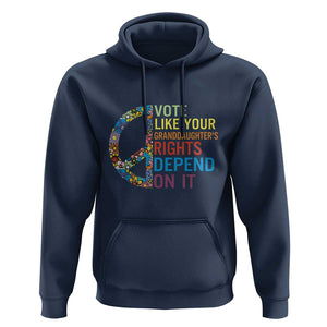 Vote Like Your Granddaughter's Rights Depend On It Hoodie Boho Floral Peace Sign TS11 Navy Print Your Wear