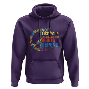 Vote Like Your Granddaughter's Rights Depend On It Hoodie Boho Floral Peace Sign TS11 Purple Print Your Wear