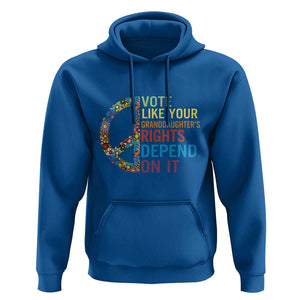 Vote Like Your Granddaughter's Rights Depend On It Hoodie Boho Floral Peace Sign TS11 Royal Blue Print Your Wear