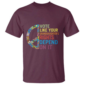 Vote Like Your Granddaughter's Rights Depend On It T Shirt Boho Floral Peace Sign TS11 Maroon Print Your Wear