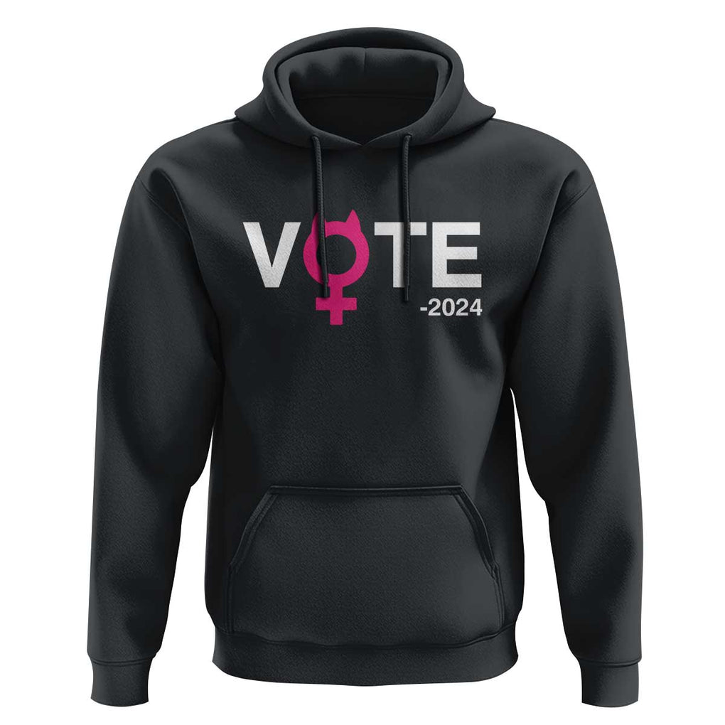 Funny Vote 2024 Hoodie Cat Woman Sign Harris President 2024 TS11 Black Print Your Wear