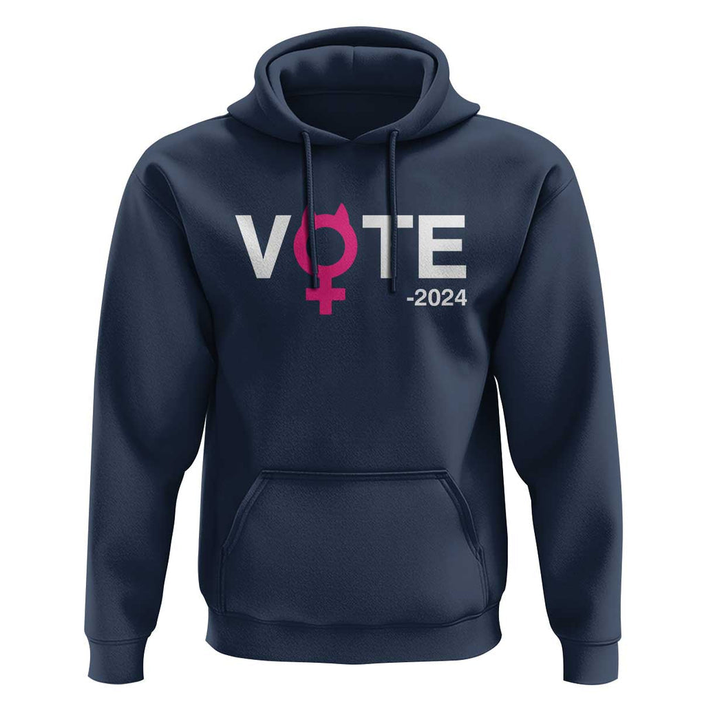 Funny Vote 2024 Hoodie Cat Woman Sign Harris President 2024 TS11 Navy Print Your Wear
