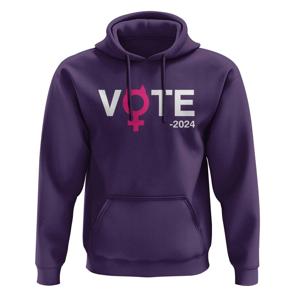 Funny Vote 2024 Hoodie Cat Woman Sign Harris President 2024 TS11 Purple Print Your Wear