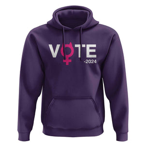 Funny Vote 2024 Hoodie Cat Woman Sign Harris President 2024 TS11 Purple Print Your Wear