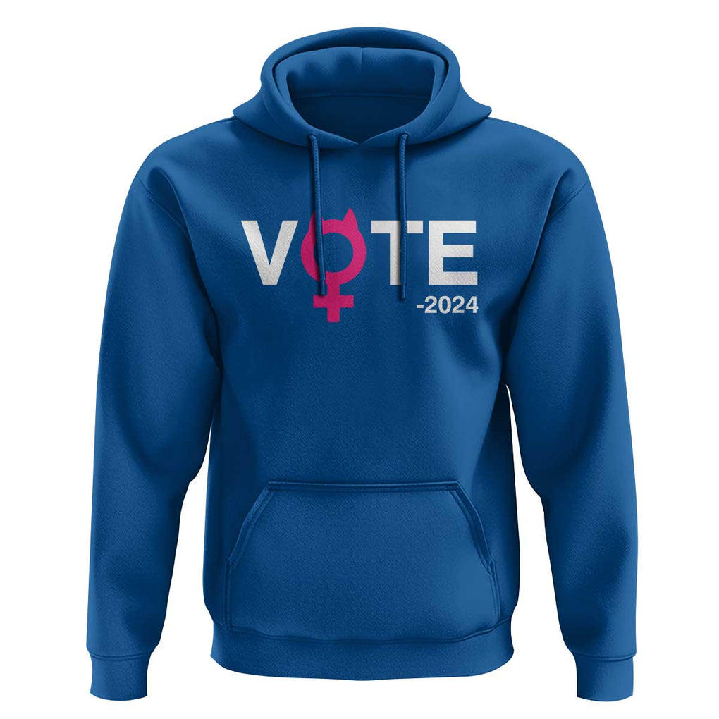 Funny Vote 2024 Hoodie Cat Woman Sign Harris President 2024 TS11 Royal Blue Print Your Wear