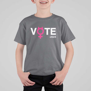 Funny Vote 2024 T Shirt For Kid Cat Woman Sign Harris President 2024 TS11 Charcoal Print Your Wear