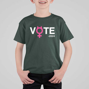 Funny Vote 2024 T Shirt For Kid Cat Woman Sign Harris President 2024 TS11 Dark Forest Green Print Your Wear